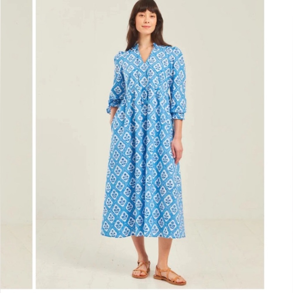 Pink City Prints Ocean Trellis Mumbai Dress XL! New